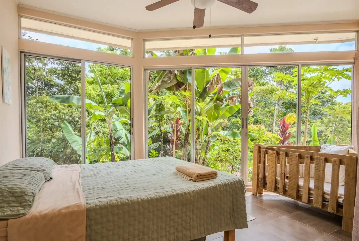 Mountain Retreat Property with Guest House Serenity Mountain Near Ojochal Costa Rica for Sale - Bedroom Jungle View
