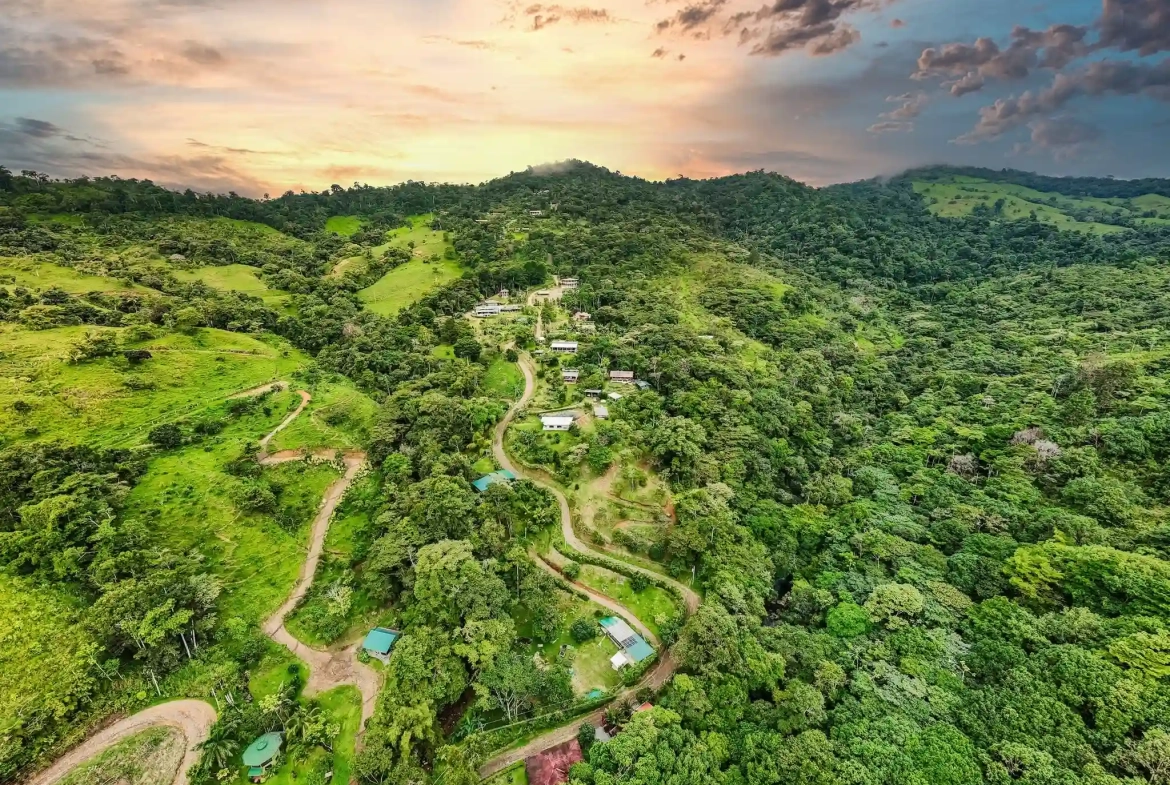 Mountain Retreat Property with Guest House Serenity Mountain Near Ojochal for Sale Costa Rica - Aerial Drone View
